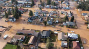 A aerial photo of a flooded neightborhood