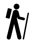 stick figure walking with a hiking stick